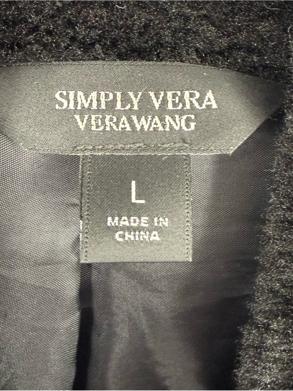 Simply Vera Vera Wang Black Faux Leather Faux Fur Moto Jacket L - Picture 5 of 14
